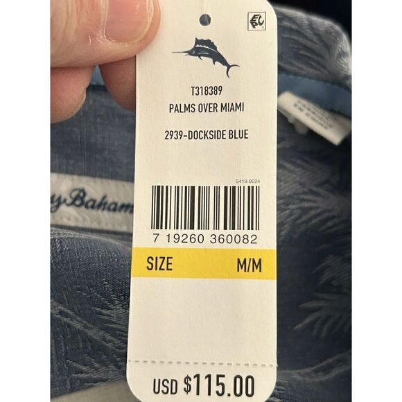 TOMMY BAHAMA Palms Over Miami Silk Button Down Shirt T318389 Medium - Picture 5 of 8